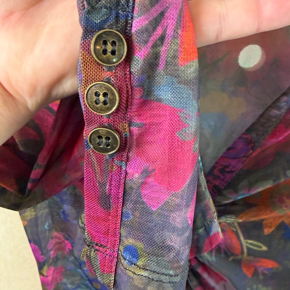 Natural Life Carina Mesh Top Boho Floral Women’s Size Small - Picture 3 of 6